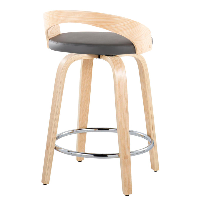 Grotto - Contemporary Fixed Height Counter Stool & Swivel, Round Footrest (Set of 2)