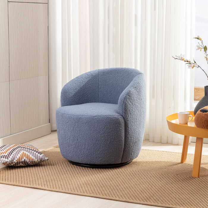 Teddy Fabric Swivel Accent Armchair Barrel Chair With Powder Coating Metal Ring