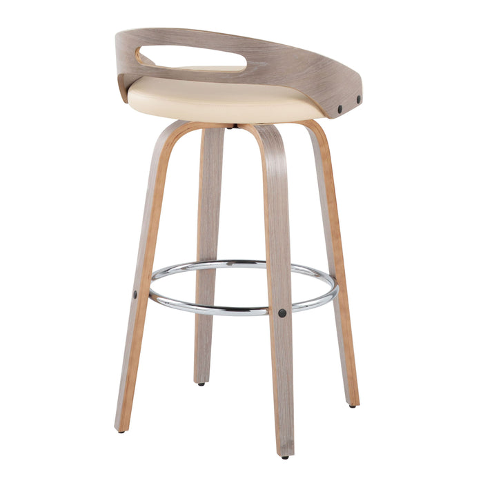 Cassis - Mid Century Modern Fixed Height Barstool With Swivel With Round Footrest (Set of 2)