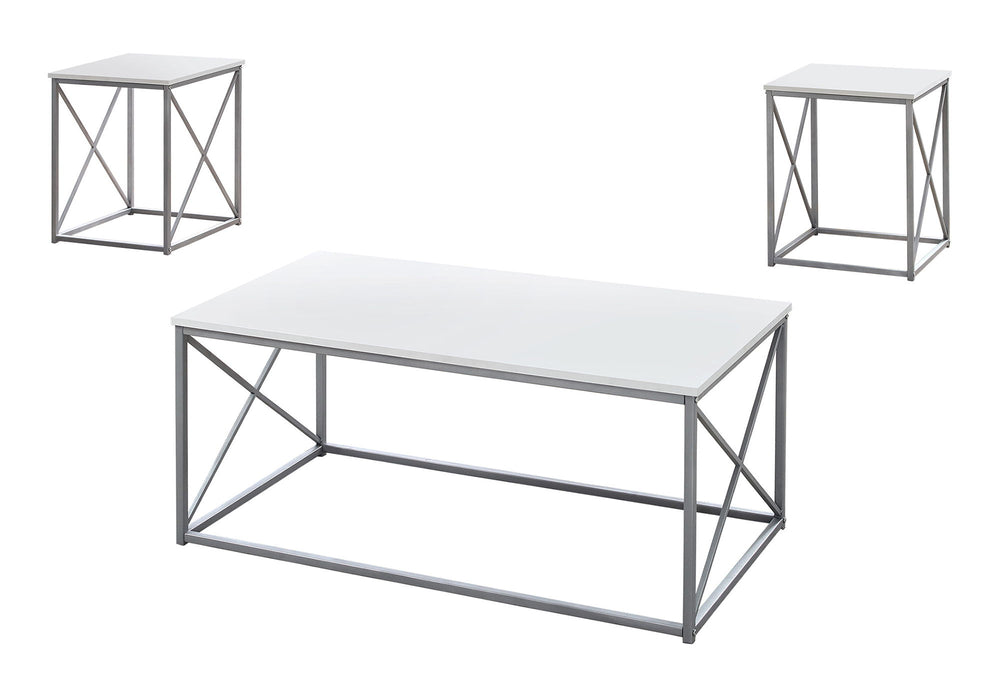 Table Set, Coffee, End, Side, Accent, Living Room, Contemporary, Modern (Set of 3) - White