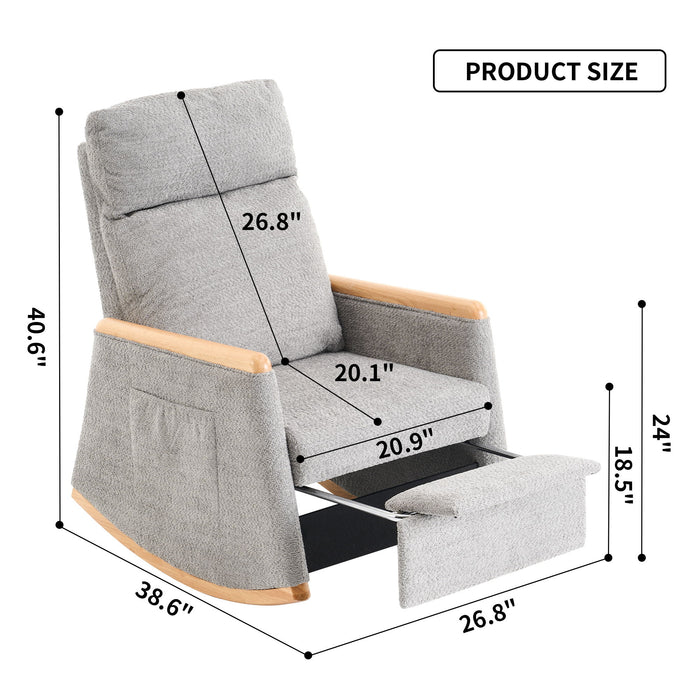 Accent Rocking Chair With Footrest, High Back Rubber Wood Rocking Legs Bedroom Living Space