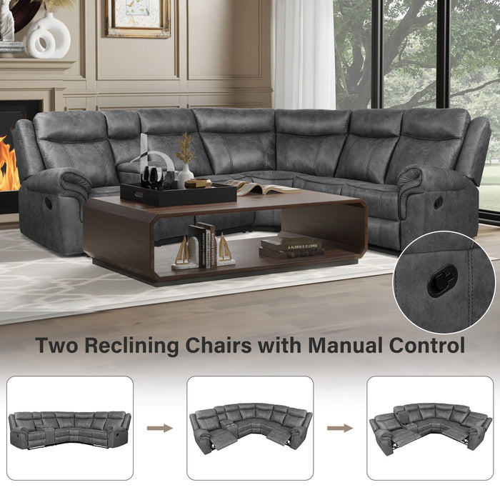 Home Theater Seating Manual Recliner With Cup Holder, Hide - Away Storage, 2 USB Ports And 2 Power Sockets For Living Room, Home Theater