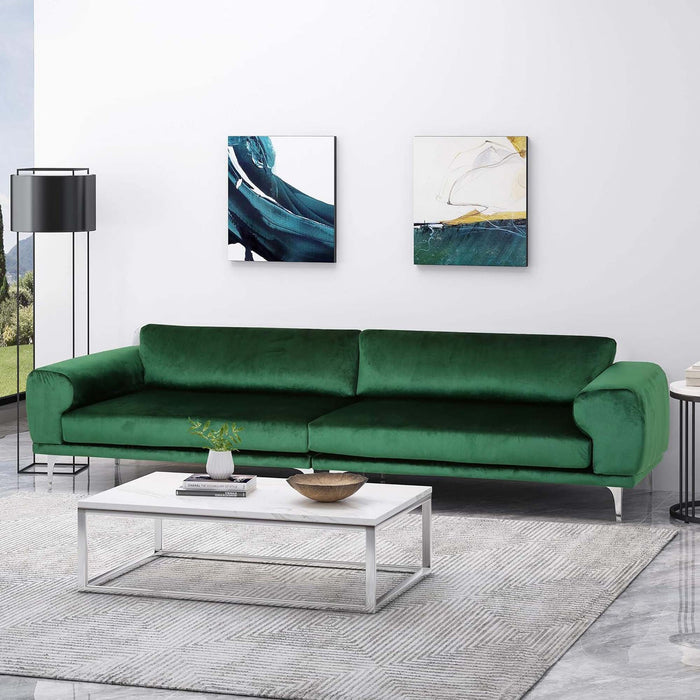 Comfy 4 Seat Sofa With Metal Legs, Modern For Living Room And Study - Emerald