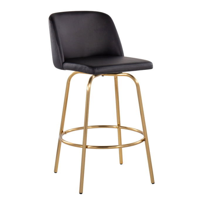 Toriano - Contemporary, Fixed Height Counter Stool With Swivel With Round Footrest (Set of 2)