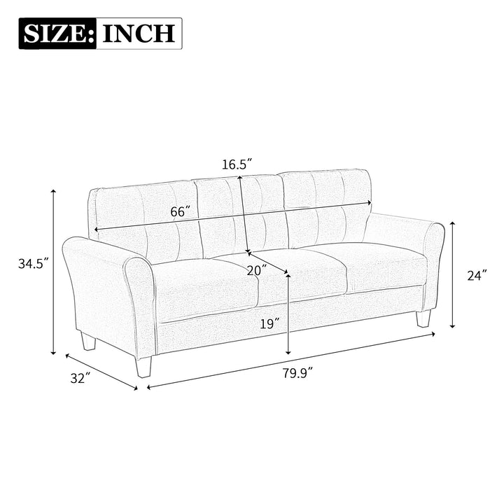 Modern Living Room Sofa Linen Upholstered Couch Furniture For Home Or Office