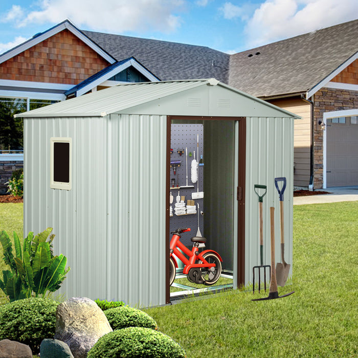 88.98" Outdoor Metal Storage Shed With Window