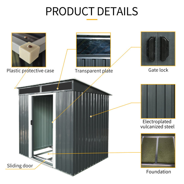 Outdoor Metal Storage Shed And Transparent Plate For Garden, Lawn