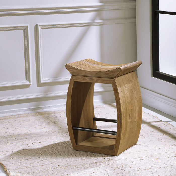 Connor - Modern Wood Counter Stool - Light Brown