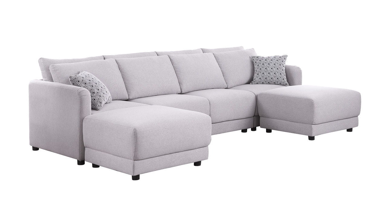 Penelope - Fabric Reversible Modular Sectional Sofa With Ottoman And Pillows