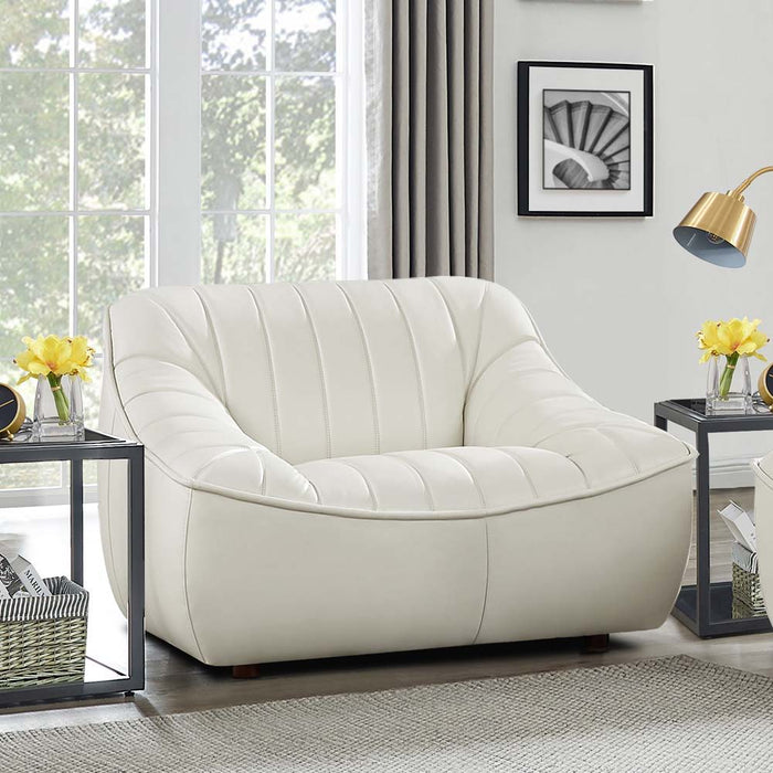 Snug Leather Chair - Cream White