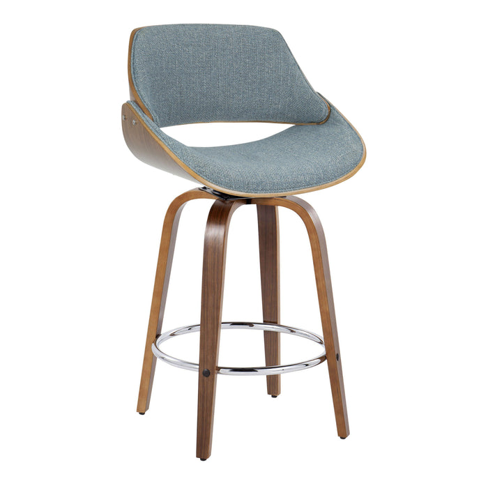 Fabrizzi - Mid Century Modern Fixed Height Counter Stool With Swivel With Round Footrest (Set of 2)