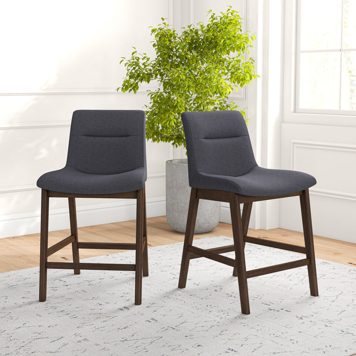 Jayden - Mid-Century Modern Upholstered Stool (Set of 2) - Gray