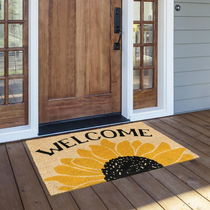 Doormats - Welcome Sunflower Doormat - Gold/Black