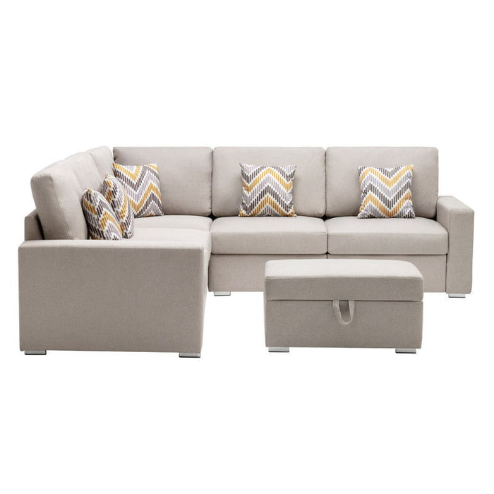 Nolan - Fabric 6 Piece Sectional Sofa With Pillows And Interchangeable Legs