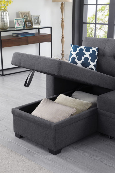 82" Width Sectional With Storage Chaise And Cupholder Armrest