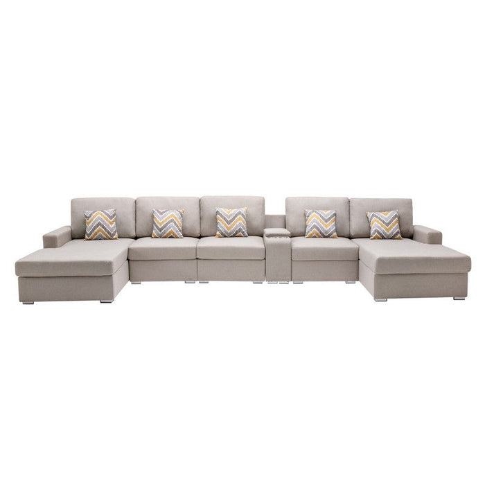 Nolan - Fabric 6 Piece Sectional Sofa With Pillows And Interchangeable Legs