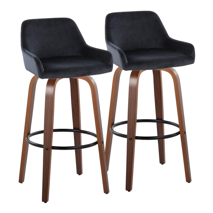 Daniella - Contemporary Fixed Height, Barstool & Swivel And Round Footrest (Set of 2)