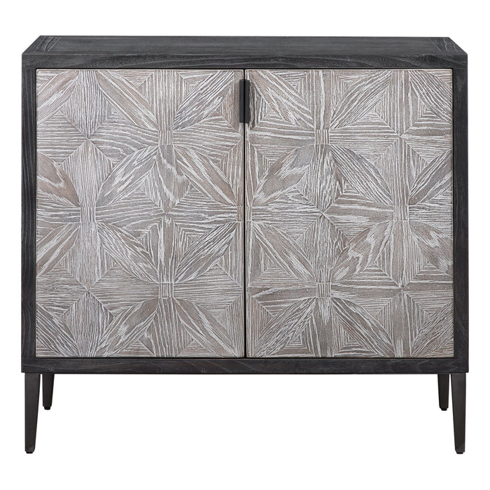 Laurentia - 2 Door Accent Cabinet - Black & Pearl Silver