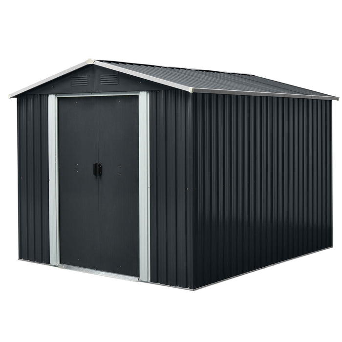 Outdoor Metal Storage Shed With Floor Base