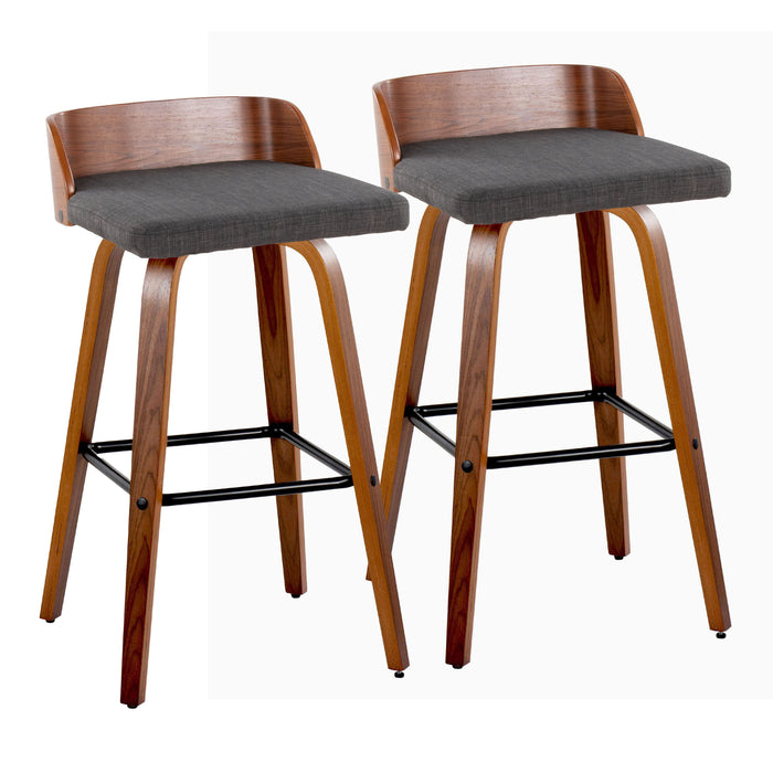 Maya - Mid Century Modern Fixed Height Barstool With Swivel And Square Footrest (Set of 2)