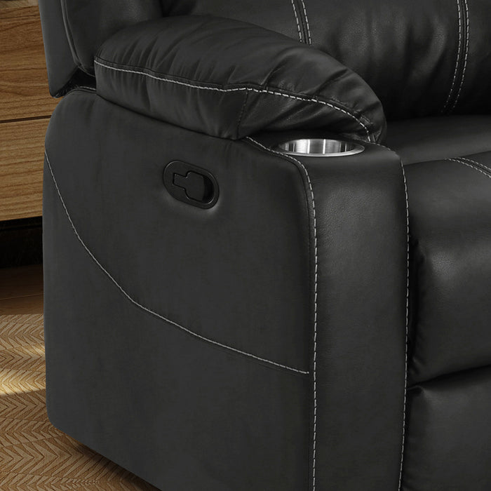 Glider Recliner With Steel Cup Holders - Black