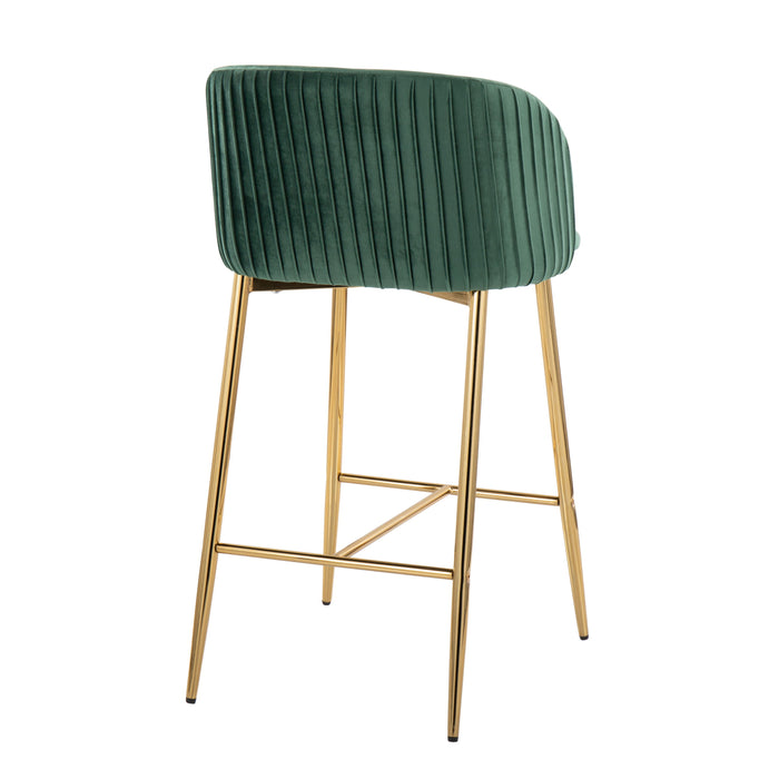 Fran - Pleated Contemporary / Glam Fixed Height Counter Stool (Set of 2)