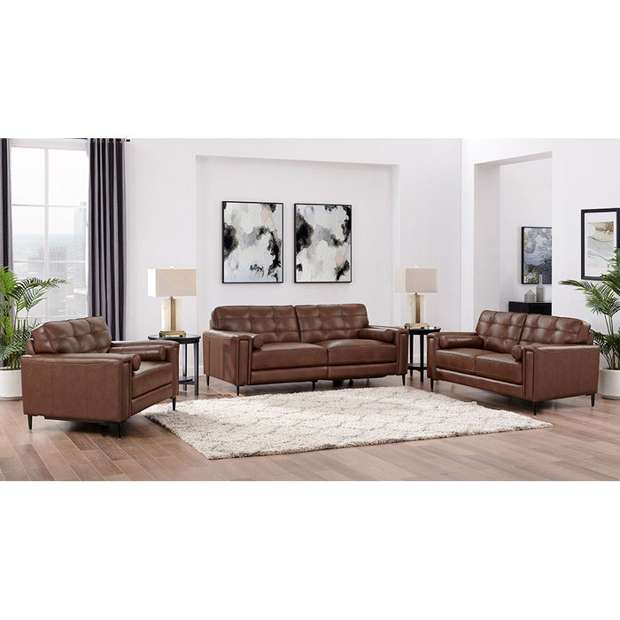 Colton Leather Loveseat - Pecan