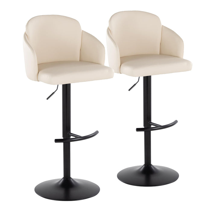 Dahlia - Contemporary Adjustable Barstool With Swivel With Rounded T Footrest (Set of 2)