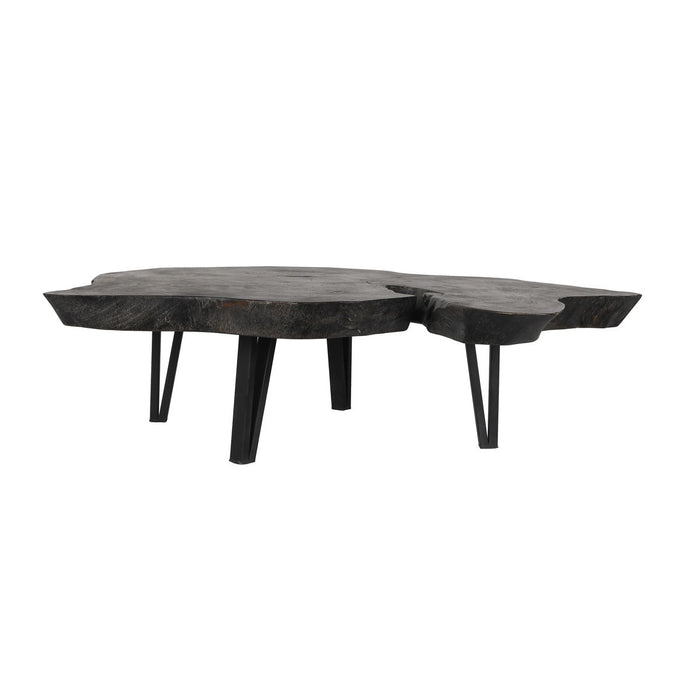 Live - Edge Coffee Table With Metal Base - Black