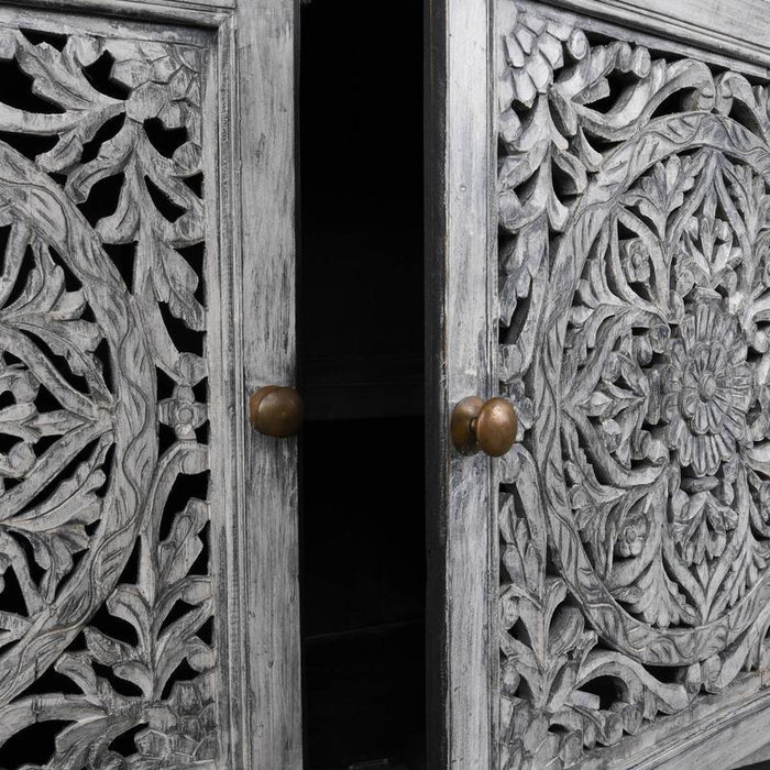 Carved Cabinet - Gray