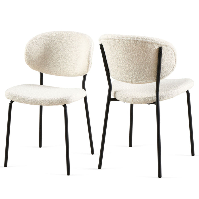 Boucle Dining Chairs, Dining Chairs With Metal Legs For Dining Room, Kitchen, Living Room