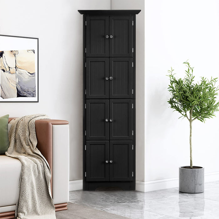 Tall Storage Cabinet With Doors And 4 Shelves For Living Room, Kitchen, Office, Bedroom, Bathroom, Modern