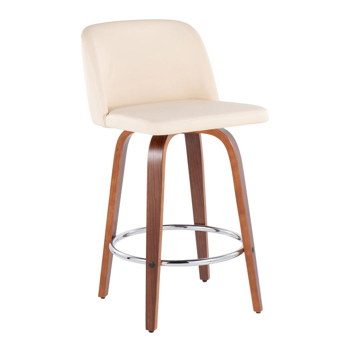 Toriano - Mid-Century Modern Fixed Height Counter Stool With Round Footrest (Set of 2)