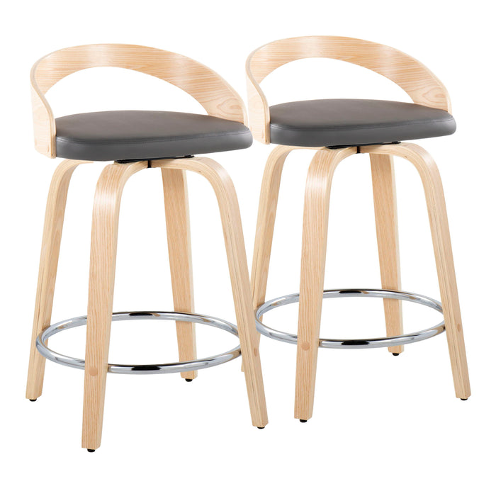 Grotto - Contemporary Fixed Height Counter Stool & Swivel, Round Footrest (Set of 2)