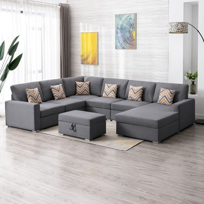 Nolan - 7 Piece Sectional Sofa With Pillows And Interchangeable Legs