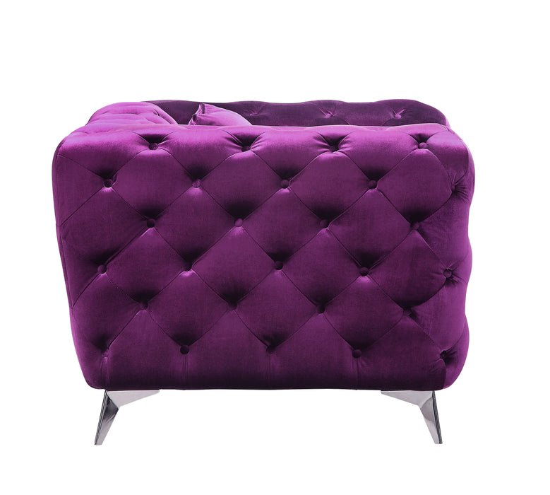 Atronia - Velvet Loveseat - Purple