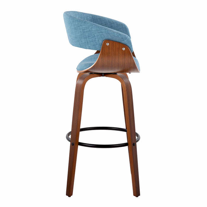 Vintage Mod - Mid Century Modern Fixed Height Barstool With Swivel & Round Footrest (Set of 2)