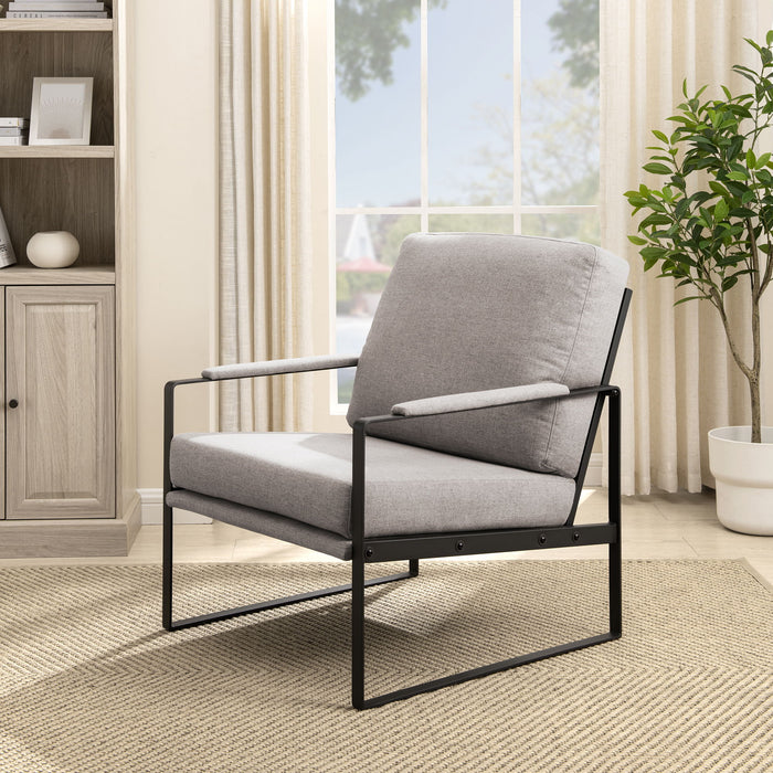 Contemporary Square Metal Frame Accent Chair