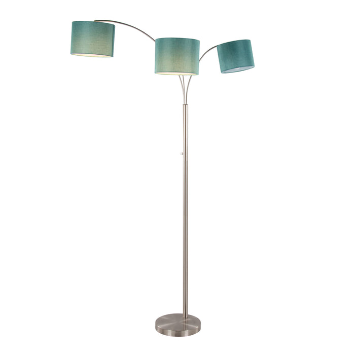 Willow - Trio Contemporary Floor Lamp - Nickel / Turquoise