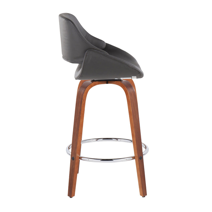 Fabrico - Mid Century Modern, Fixed Height Counter Stool With Round Footrest (Set of 2)