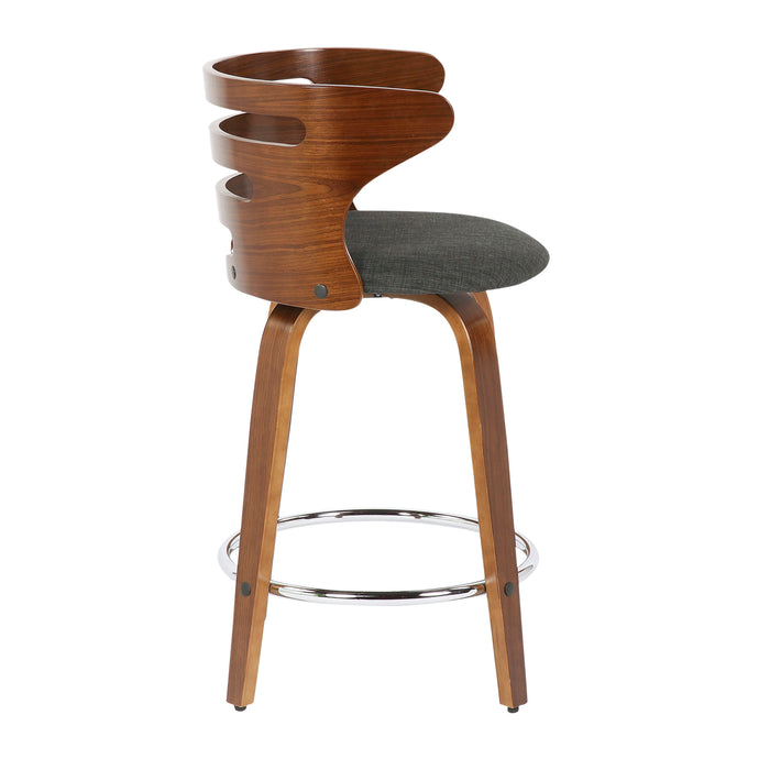 Cosini - Mid Century Modern Fixed Height Counter Stool With Footrest With Swivel (Set of 2)