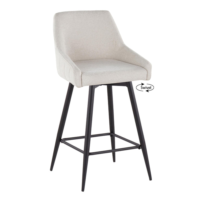 Hannah - Transitional Fixed Height Counter Stool With Swivel With Square Footrest (Set of 2)