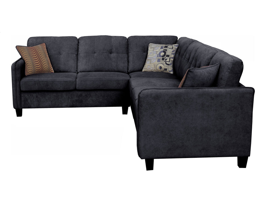 Archie - Velvet 6 Seater Sectional Sofa - Black