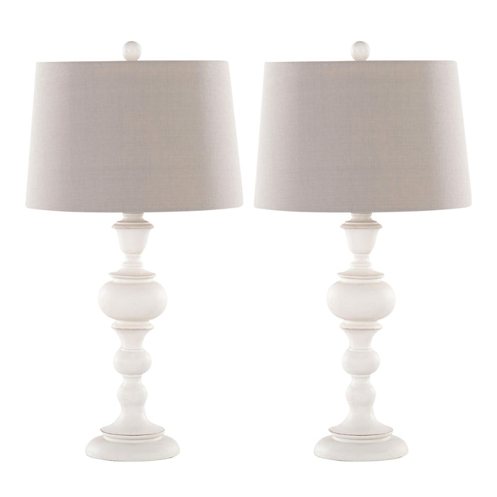 Morocco - Farmhouse Poly Table Lamp (Set of 2) - Distressed Off White / Soft Gray