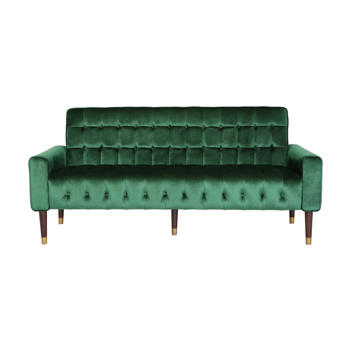 Square Arms Velvet Straight Sofa, Living Room And Study - Emerald