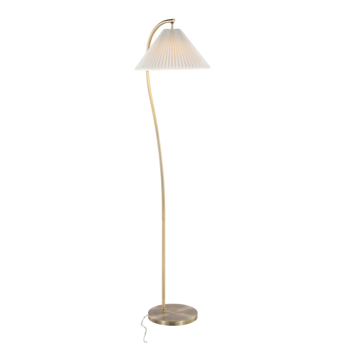 Cassis - Glam / Art Deco Floor Lamp Pleated - Gold / White