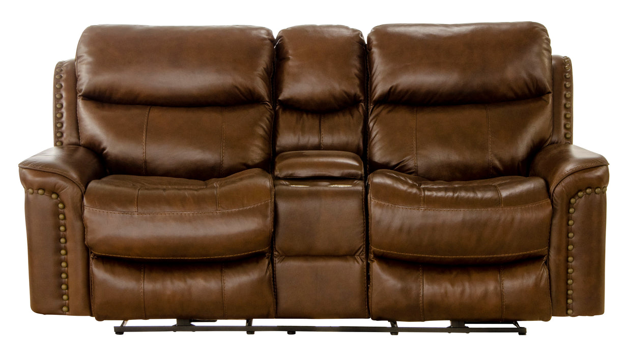 Ceretti - Power Reclining Console Loveseat - Brown Top Grain Italian Leather Match