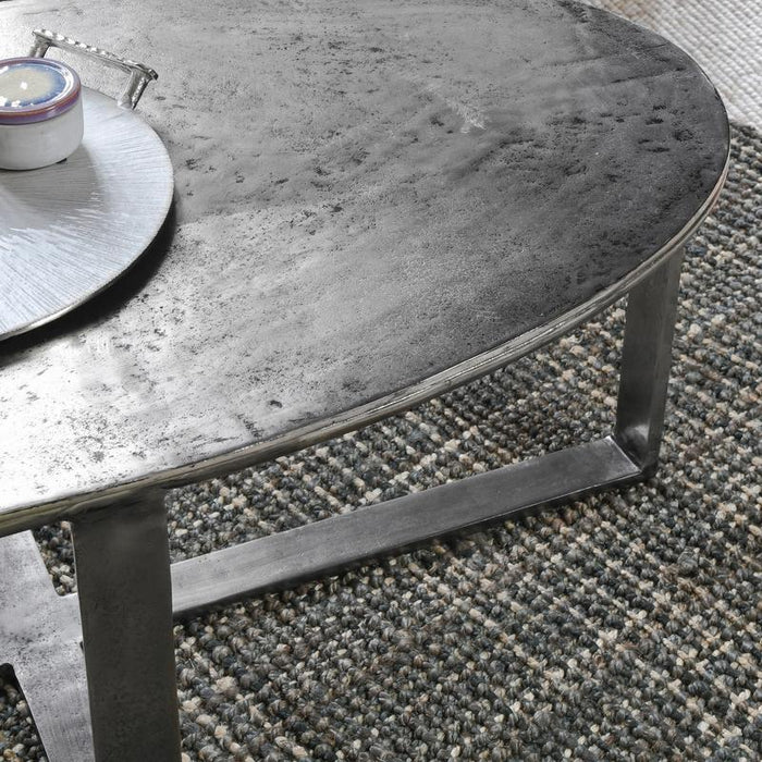 Flores - Oval Coffee Table - Nickel Antique