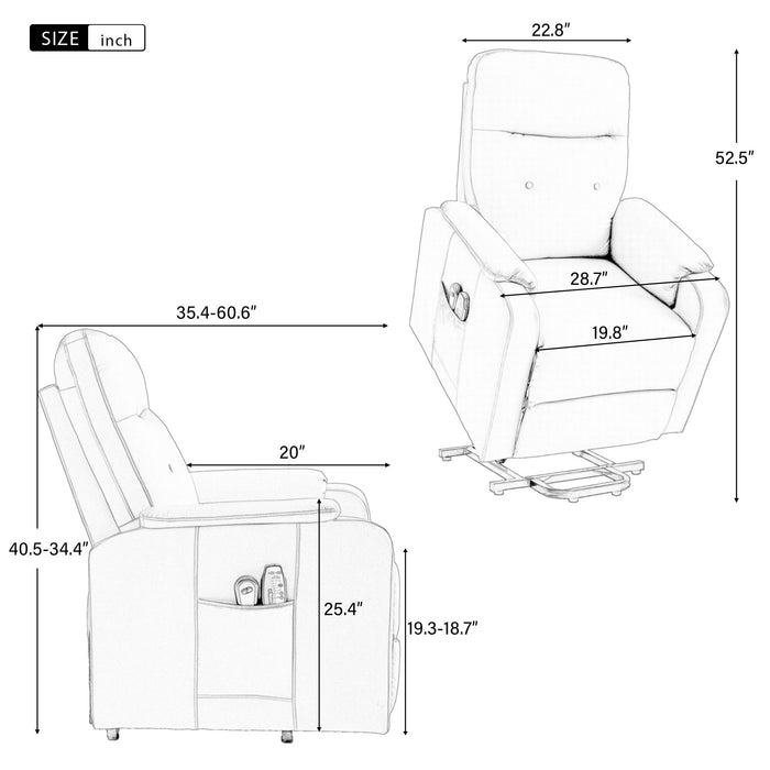 Massage Recliner Chair Electric Power Lift Chairs With Side Pocket, Adjustable Massage And Heating Function For Adults And Seniors