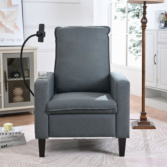 Recliner Chairs For Adults, Adjustable Recliner Sofa With Mobile Phone Holder & Cup Holder, Modern Reclining Chairs Fabric Push Back Recliner Chairs For Living Room, Bedroom